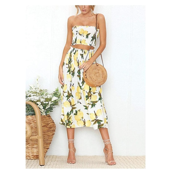 S. the Widow Dresses & Skirts - JERI 2 Piece Lemon Print Maxi Skirt Set